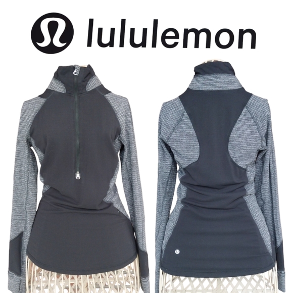 Lululemon Race Your Pace 1/2 Zip Pullover Black and Coco Pique Size 4 - Picture 1 of 7